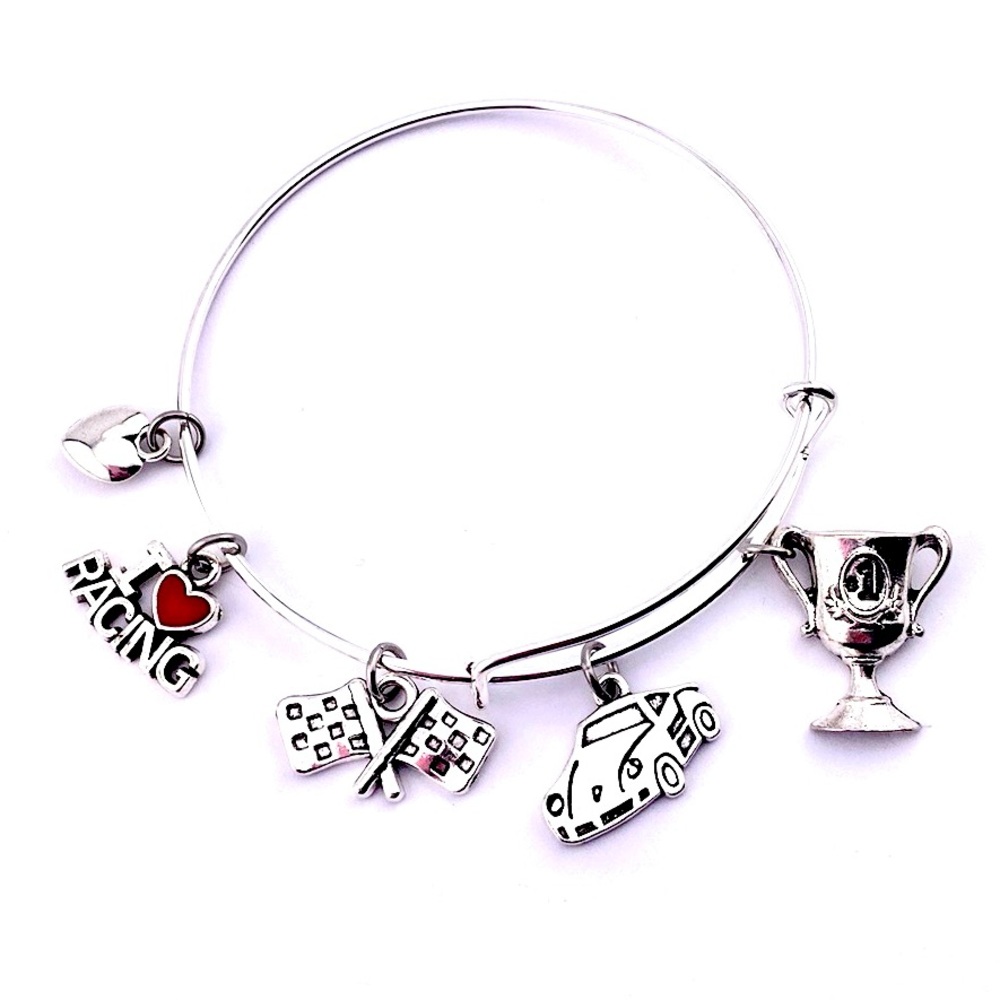 I Love Racing Charm Bracelet Race Car